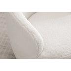 Fauteuil pivotant d'appoint en tissu Teddy, fauteuil club rembourré avec piètement pivotant rond en métal noir.