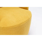 Fauteuil pivotant d'appoint en tissu Teddy, fauteuil club rembourré avec piètement pivotant rond en métal noir.