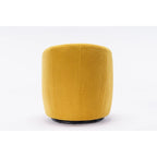 Fauteuil pivotant d'appoint en tissu Teddy, fauteuil club rembourré avec piètement pivotant rond en métal noir.