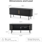 Meuble TV 59 po, meuble de divertissement cannelé