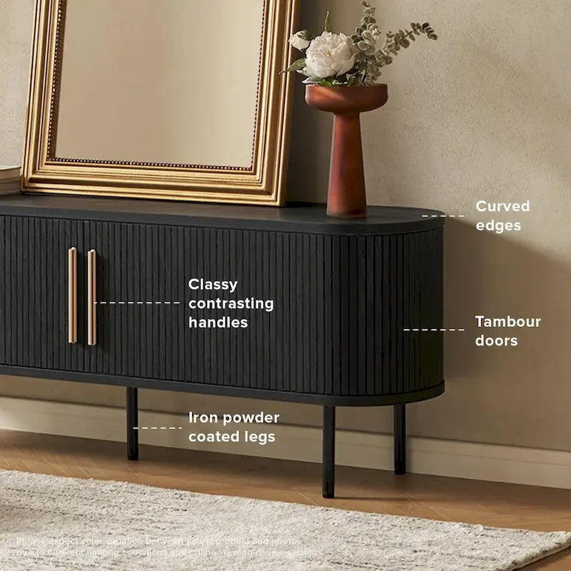 Meuble TV 59 po, meuble de divertissement cannelé