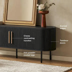 Meuble TV 59 po, meuble de divertissement cannelé