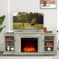 Meuble TV de style rustique avec cheminée – 70 po de largeur – Convient aux téléviseurs jusqu'à 70 po – 71 larg. x 30 haut. x 15,5 prof. (po)
