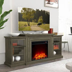 Meuble TV de style rustique avec cheminée – 70 po de largeur – Convient aux téléviseurs jusqu'à 70 po – 71 larg. x 30 haut. x 15,5 prof. (po)