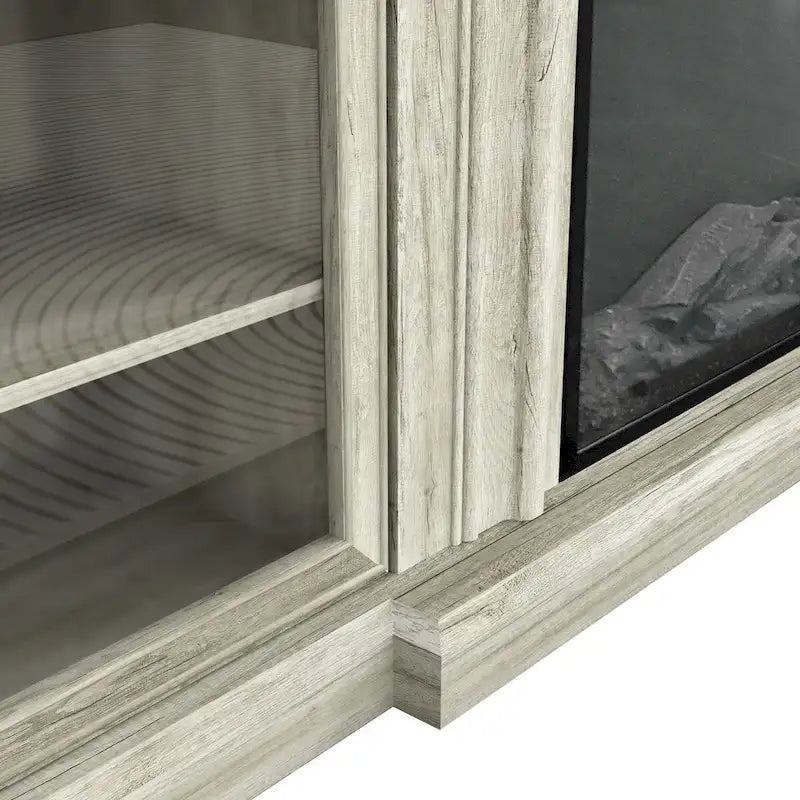 Meuble TV de style rustique avec cheminée – 70 po de largeur – Convient aux téléviseurs jusqu'à 70 po – 71 larg. x 30 haut. x 15,5 prof. (po)