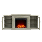 Meuble TV de style rustique avec cheminée – 70 po de largeur – Convient aux téléviseurs jusqu'à 70 po – 71 larg. x 30 haut. x 15,5 prof. (po)