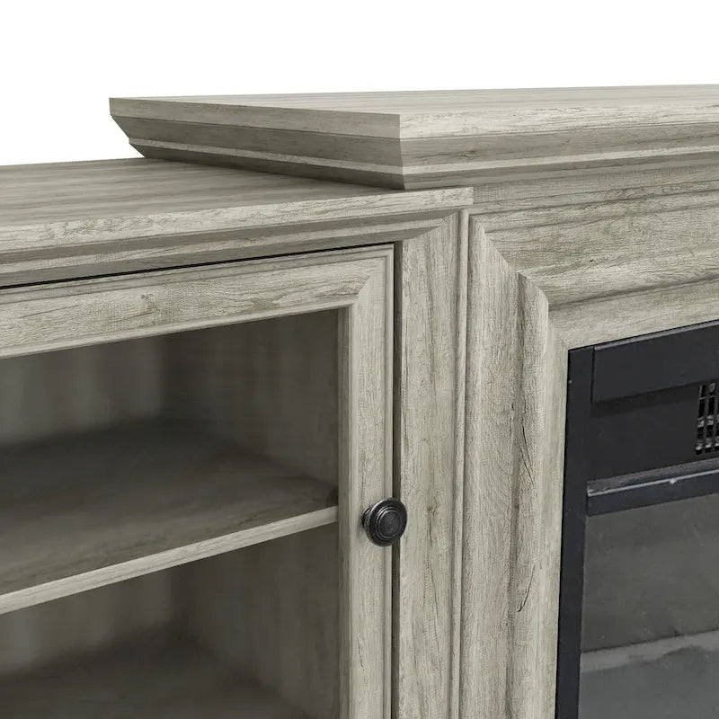Meuble TV de style rustique avec cheminée – 70 po de largeur – Convient aux téléviseurs jusqu'à 70 po – 71 larg. x 30 haut. x 15,5 prof. (po)