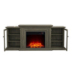 Meuble TV de style rustique avec cheminée – 70 po de largeur – Convient aux téléviseurs jusqu'à 70 po – 71 larg. x 30 haut. x 15,5 prof. (po)
