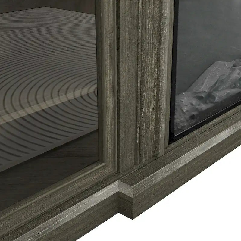 Meuble TV de style rustique avec cheminée – 70 po de largeur – Convient aux téléviseurs jusqu'à 70 po – 71 larg. x 30 haut. x 15,5 prof. (po)