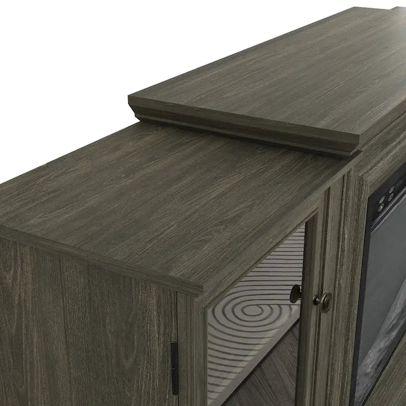 Meuble TV de style rustique avec cheminée – 70 po de largeur – Convient aux téléviseurs jusqu'à 70 po – 71 larg. x 30 haut. x 15,5 prof. (po)