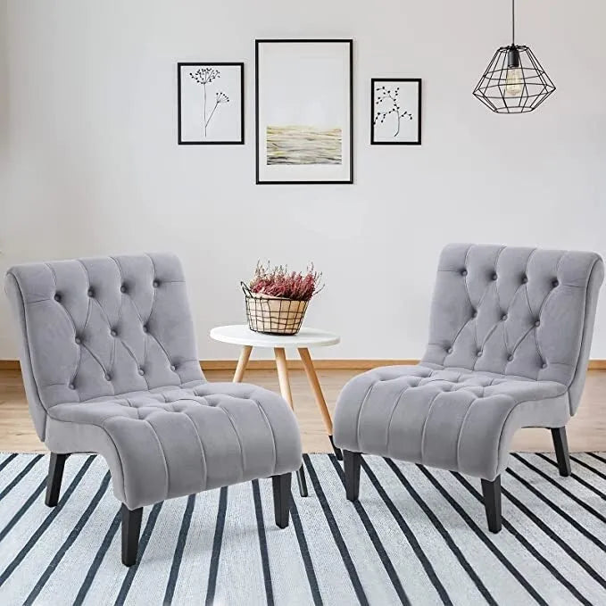 Ensemble de 2 fauteuils de salon rembourrés sans accoudoirs