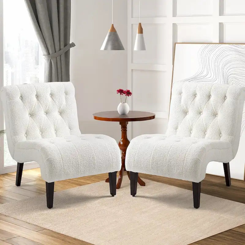 Ensemble de 2 fauteuils de salon rembourrés sans accoudoirs