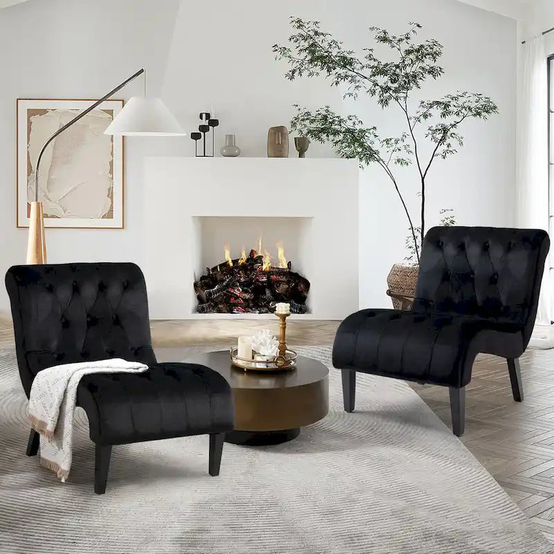 Ensemble de 2 fauteuils de salon rembourrés sans accoudoirs