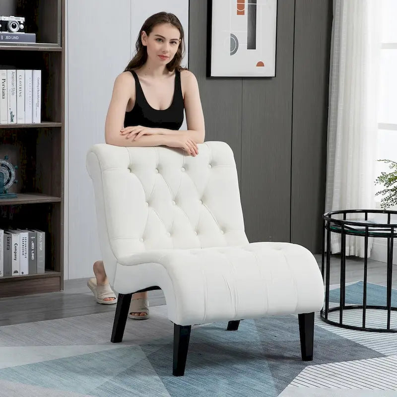 Ensemble de 2 fauteuils de salon rembourrés sans accoudoirs