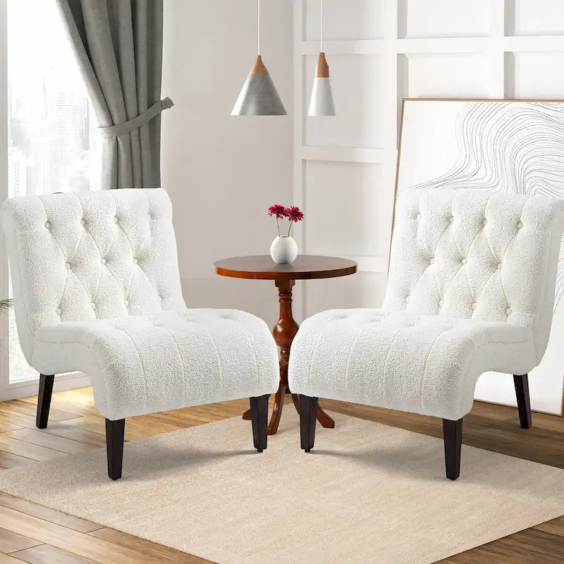 Ensemble de 2 fauteuils de salon rembourrés sans accoudoirs