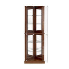 Vitrine d'angle avec lumières, étagères réglables en verre trempé, fond miroir