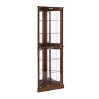 Vitrine d'angle avec lumières, étagères réglables en verre trempé, fond miroir