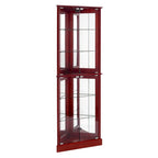Vitrine d'angle avec lumières, étagères réglables en verre trempé, fond miroir