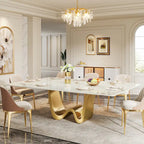 Grande table à manger rectangulaire en pierre frittée de 199,9 cm pour 6-8 personnes