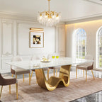 Grande table à manger rectangulaire en pierre frittée de 199,9 cm pour 6-8 personnes