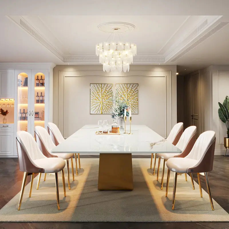Grande table à manger rectangulaire en pierre frittée de 199,9 cm pour 6-8 personnes