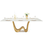 Grande table à manger rectangulaire en pierre frittée de 199,9 cm pour 6-8 personnes