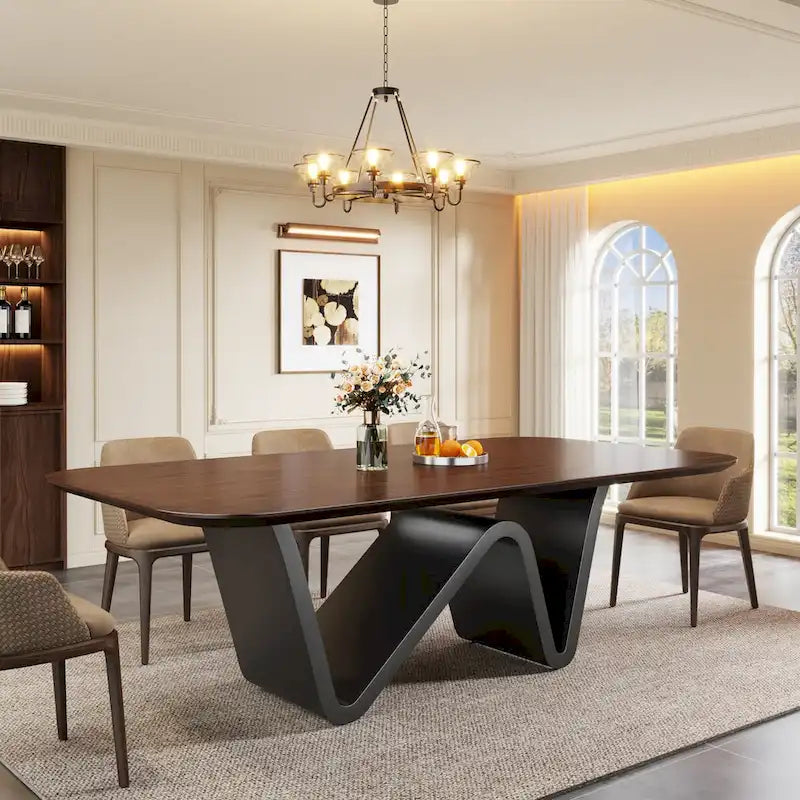 Grande table à manger rectangulaire en pierre frittée de 199,9 cm pour 6-8 personnes