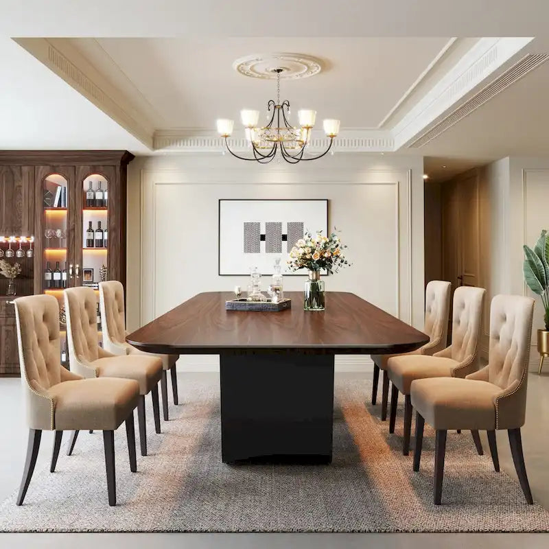 Grande table à manger rectangulaire en pierre frittée de 199,9 cm pour 6-8 personnes