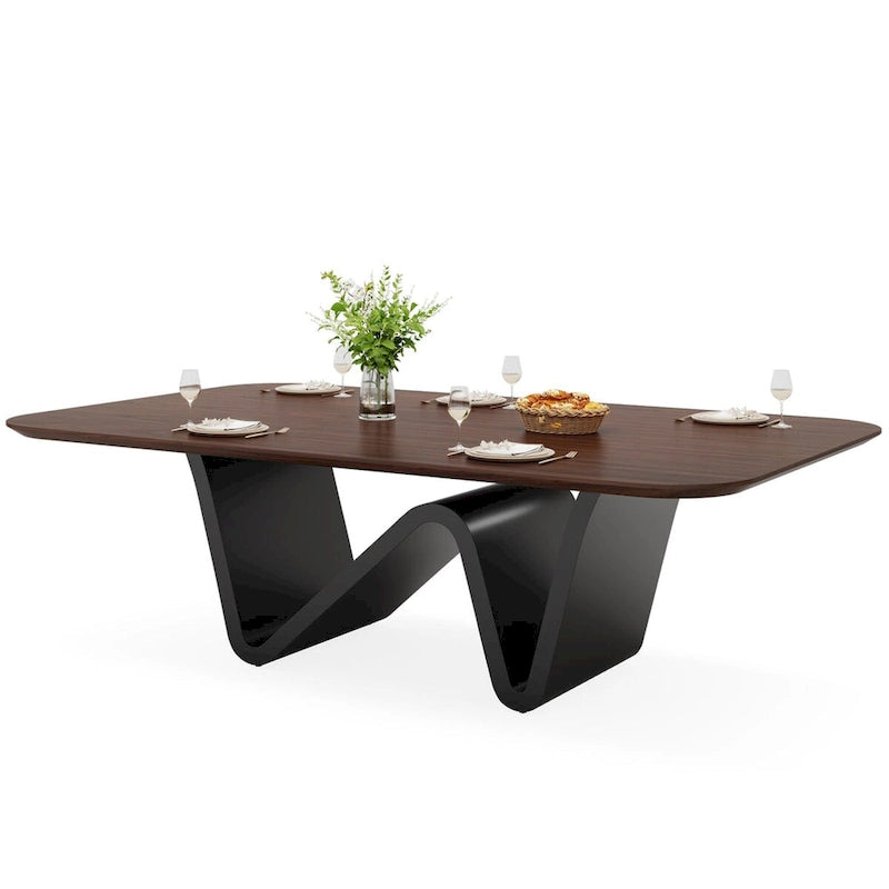 Grande table à manger rectangulaire en pierre frittée de 199,9 cm pour 6-8 personnes