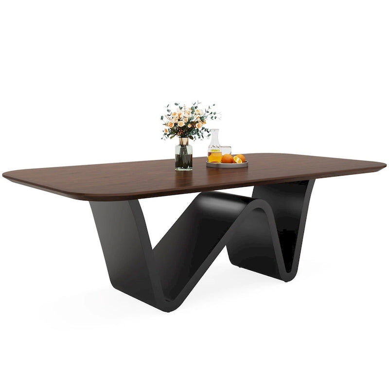 Grande table à manger rectangulaire en pierre frittée de 199,9 cm pour 6-8 personnes