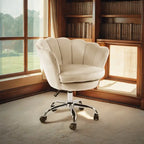 Fauteuil d'appoint pivotant, Chaise de coiffeuse, Chaise de bureau à roulettes, Hauteur réglable, Rose/Gris/Blanc