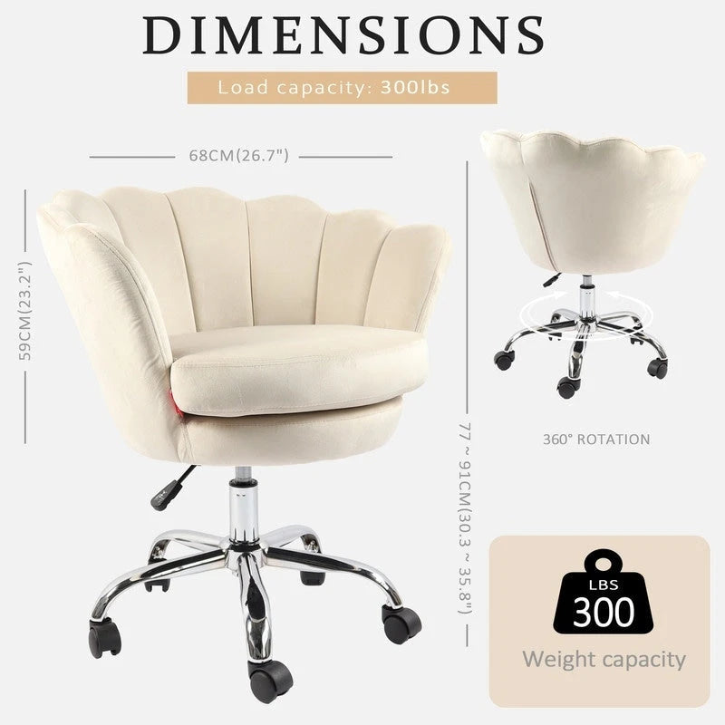 Fauteuil d'appoint pivotant, Chaise de coiffeuse, Chaise de bureau à roulettes, Hauteur réglable, Rose/Gris/Blanc