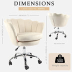 Fauteuil d'appoint pivotant, Chaise de coiffeuse, Chaise de bureau à roulettes, Hauteur réglable, Rose/Gris/Blanc