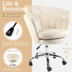 Fauteuil d'appoint pivotant, Chaise de coiffeuse, Chaise de bureau à roulettes, Hauteur réglable, Rose/Gris/Blanc