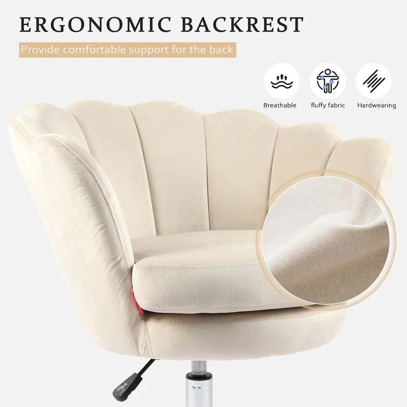 Fauteuil d'appoint pivotant, Chaise de coiffeuse, Chaise de bureau à roulettes, Hauteur réglable, Rose/Gris/Blanc