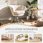 Fauteuil d'appoint pivotant, Chaise de coiffeuse, Chaise de bureau à roulettes, Hauteur réglable, Rose/Gris/Blanc