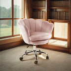 Fauteuil d'appoint pivotant, Chaise de coiffeuse, Chaise de bureau à roulettes, Hauteur réglable, Rose/Gris/Blanc