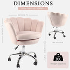 Fauteuil d'appoint pivotant, Chaise de coiffeuse, Chaise de bureau à roulettes, Hauteur réglable, Rose/Gris/Blanc