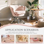 Fauteuil d'appoint pivotant, Chaise de coiffeuse, Chaise de bureau à roulettes, Hauteur réglable, Rose/Gris/Blanc