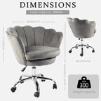 Fauteuil d'appoint pivotant, Chaise de coiffeuse, Chaise de bureau à roulettes, Hauteur réglable, Rose/Gris/Blanc