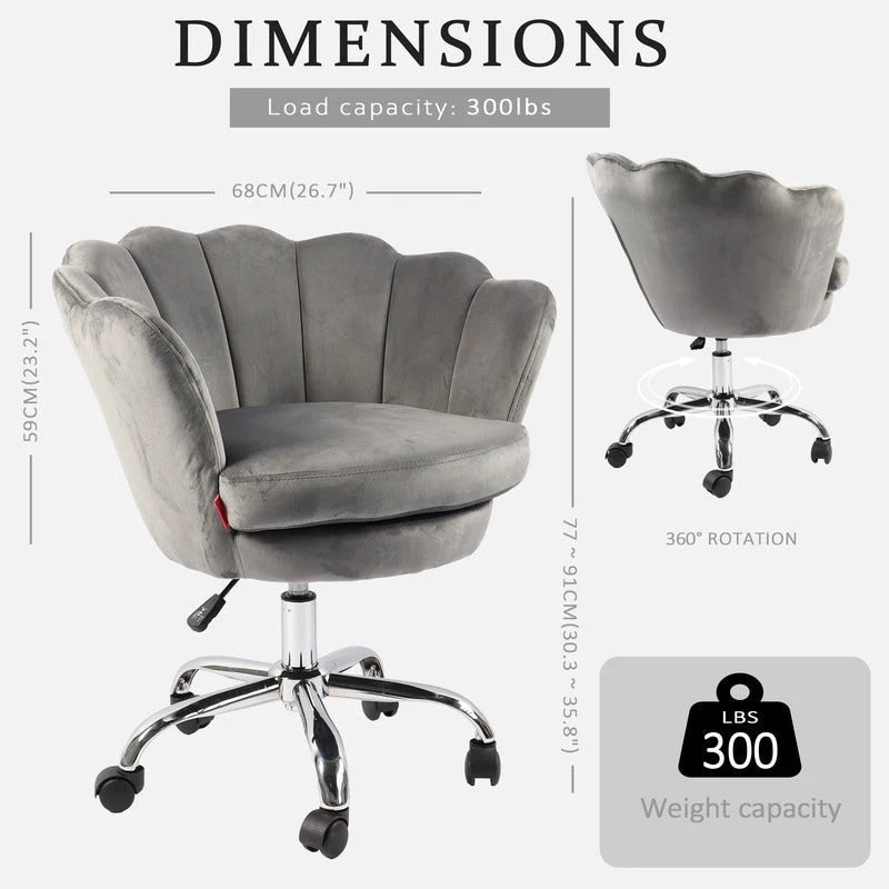 Fauteuil d'appoint pivotant, Chaise de coiffeuse, Chaise de bureau à roulettes, Hauteur réglable, Rose/Gris/Blanc