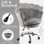 Fauteuil d'appoint pivotant, Chaise de coiffeuse, Chaise de bureau à roulettes, Hauteur réglable, Rose/Gris/Blanc