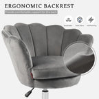 Fauteuil d'appoint pivotant, Chaise de coiffeuse, Chaise de bureau à roulettes, Hauteur réglable, Rose/Gris/Blanc