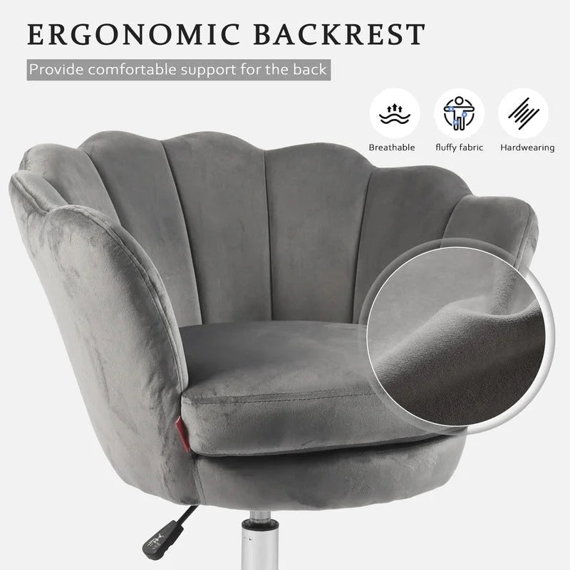 Fauteuil d'appoint pivotant, Chaise de coiffeuse, Chaise de bureau à roulettes, Hauteur réglable, Rose/Gris/Blanc