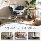 Fauteuil d'appoint pivotant, Chaise de coiffeuse, Chaise de bureau à roulettes, Hauteur réglable, Rose/Gris/Blanc