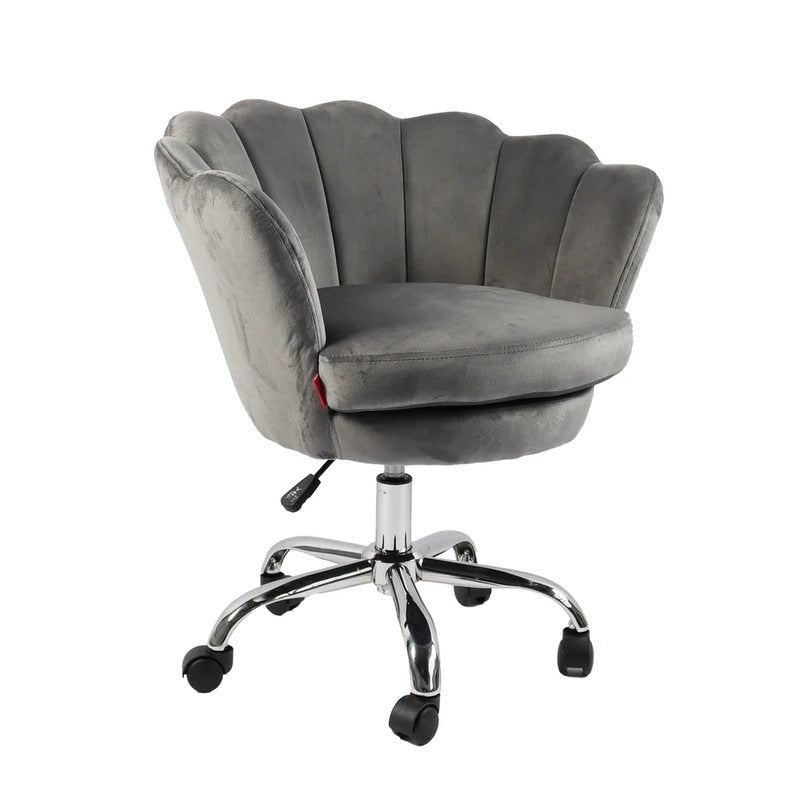 Fauteuil d'appoint pivotant, Chaise de coiffeuse, Chaise de bureau à roulettes, Hauteur réglable, Rose/Gris/Blanc