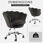 Fauteuil d'appoint pivotant, Chaise de coiffeuse, Chaise de bureau à roulettes, Hauteur réglable, Rose/Gris/Blanc