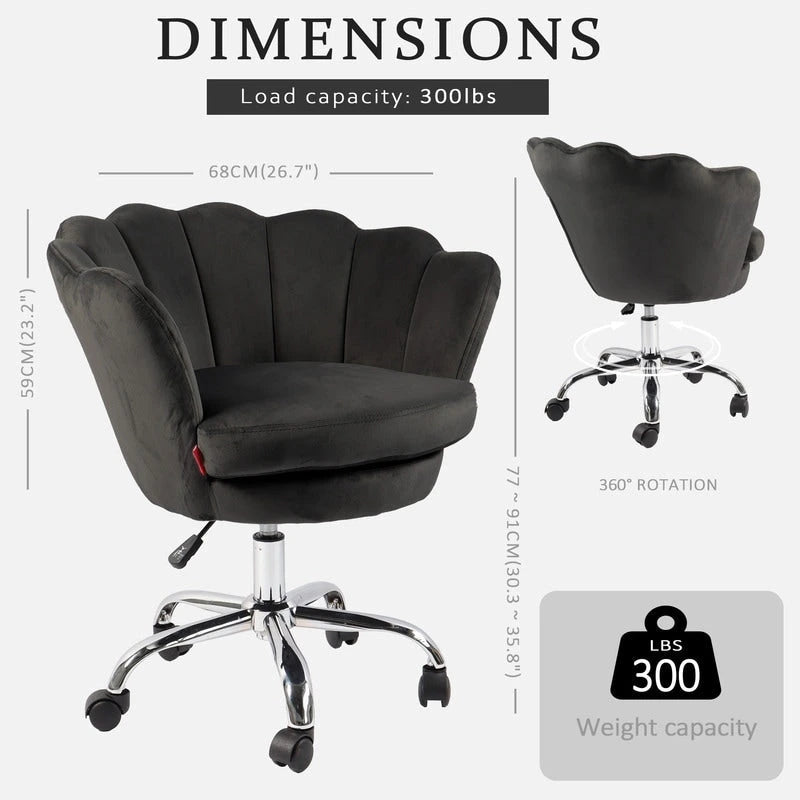 Fauteuil d'appoint pivotant, Chaise de coiffeuse, Chaise de bureau à roulettes, Hauteur réglable, Rose/Gris/Blanc