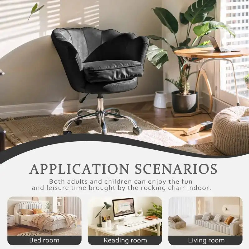 Fauteuil d'appoint pivotant, Chaise de coiffeuse, Chaise de bureau à roulettes, Hauteur réglable, Rose/Gris/Blanc