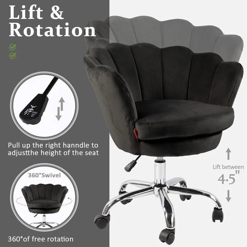 Fauteuil d'appoint pivotant, Chaise de coiffeuse, Chaise de bureau à roulettes, Hauteur réglable, Rose/Gris/Blanc